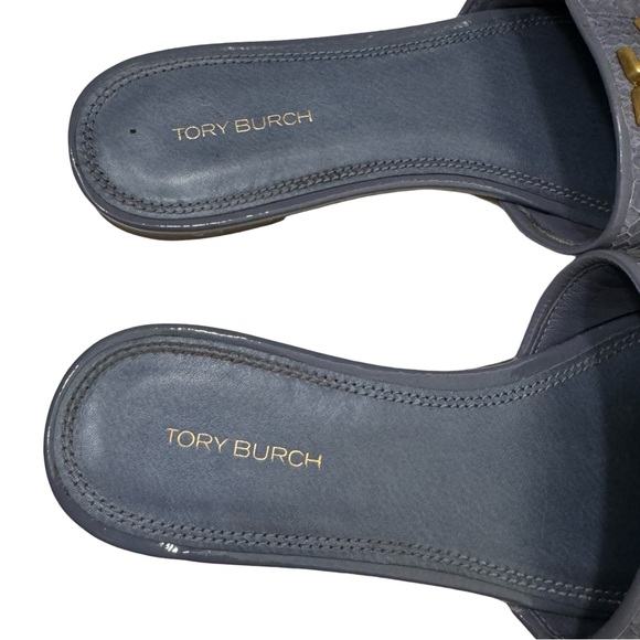 Tory Burch Eleanor Slide Leather in Dark Lotus Purple Woman’s 6 - Picture 5 of 7